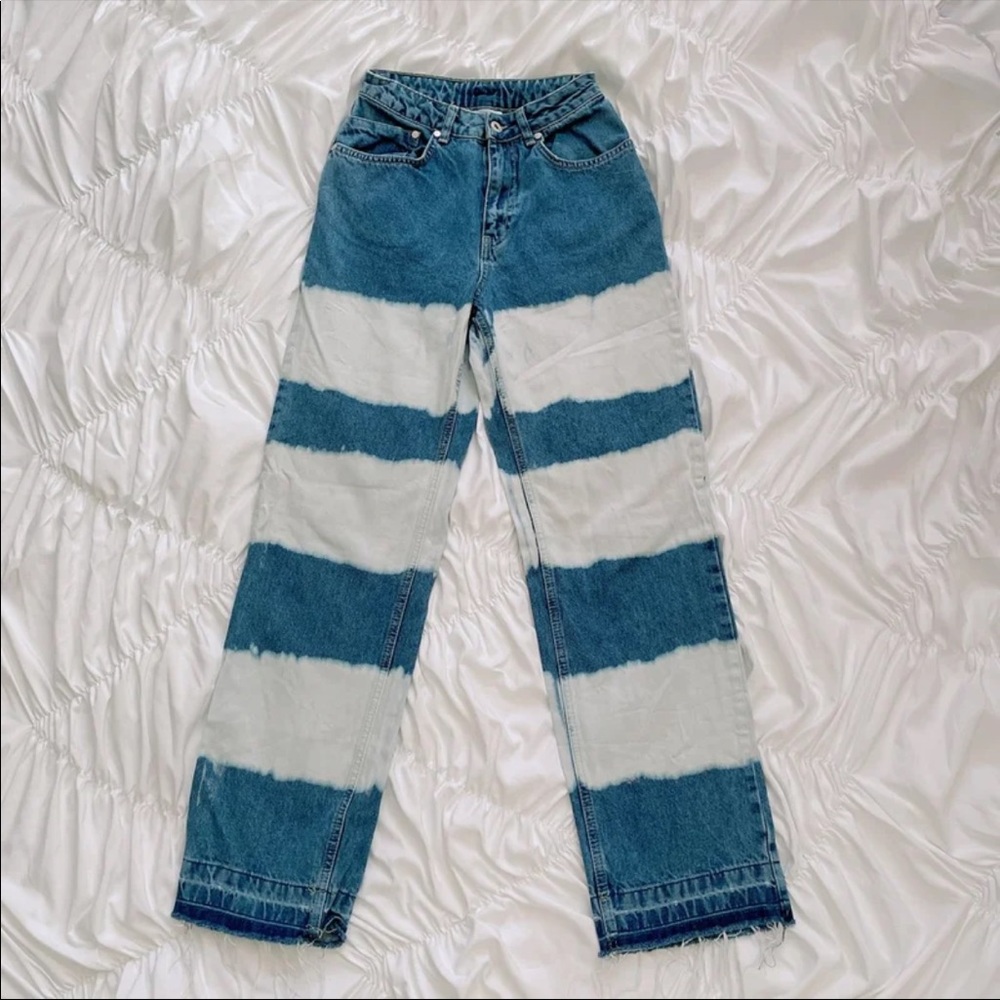 ragged priest striped tie dye jeans